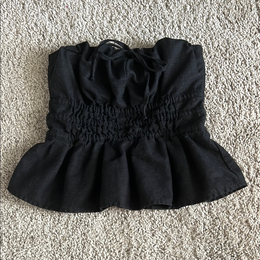 Anthropologie Somerset Strapless Linen Blend Blouse